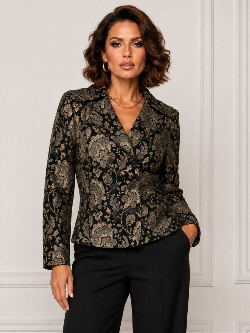 Simon Chang Vintage Tapestry Brocade Jacket | Double Breasted | Quiet Luxury
